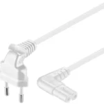 Cablu alimentare 3m alb EURO tata la 2 pini mama la 90 grade Goobay