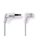 Cablu alimentare Euro tata cotit - 2 Pini IEC-320-C7 cotit 2m alb Nedis