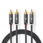Cablu audio stereo 2x RCA tata - 2x RCA tata 1m gri Nedis