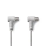 Cablu coaxial tata cotit - coaxial mama cotit 3m alb Nedis