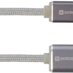 Cablu USB 2 in 1 cu conector USB Type C argintiu 1m protectie metalica Steel Line Skross