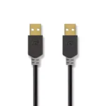Cablu USB 2.0 A tata - A tata 2m Hi-Speed 480Mbps antracit Nedis