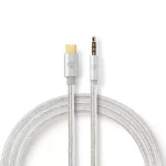 Cablu USB TYPE C tata - Jack 3.5 mm tata 1m aurit argintiu Nedis
