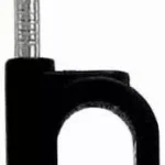 Cleme clips fixare cablu rotund plastic cu cui 5mm negru 100buc Well