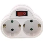 Fisa dubla cu contact protectie si intrerupator 2x SCHUKO Well