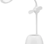 Lampa de birou cu ventilator Acumulator si Suport de pixuri alba Goobay