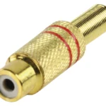 Mufa RCA mama protectie aurit metal inel rosu Valueline