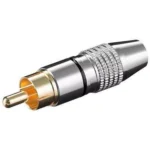 Mufa RCA tata inel negru metal aurit Goobay