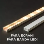 Profil U din aluminiu pentru benzi LED 2000x17x8mm Phenom