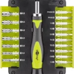 Set surubelnita 17biti CrV 3x capete plane 1mm 1.5mm 2mm 2x Phillips PH000 PH00 3x Torx T4 T5 T6 2x stele Star 0.8 1.2 7x hexago