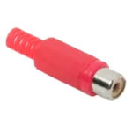 Soclu RCA mama executie plastic rosu cu protectie pentru cablu