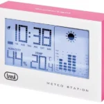 Statie meteo cu ceas alb/roz Trevi