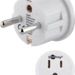 Adaptor SUA JAPONIA Tip B NEMA 5-15 3 pini la Schuko tip F CEE 7/7 15A alb 45351 Goobay