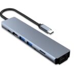 Cablu adaptor USB TYPE C - HDMI 4K/2K + 2x USB3.0 + USB TYPE C 100W + RJ45 LAN RETEA + CardRW SD + MicroSD