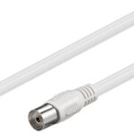 Cablu COAXIAL TV antena 3m mama-tata 75ohmi clasa A 85dB Dublu ecranat CCS alb Goobay 66615