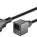 Cablu prelungitor Schuko mama la tata IEC C14 1.5m 10A cupru 3x1mm negru 55528 Goobay