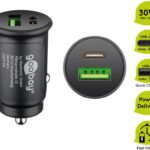 Incarcator auto 12/24V bricheta - DUAL USB A QC3.0/USB TYPE C FAST CHARGER PD 30W 55634 Goobay